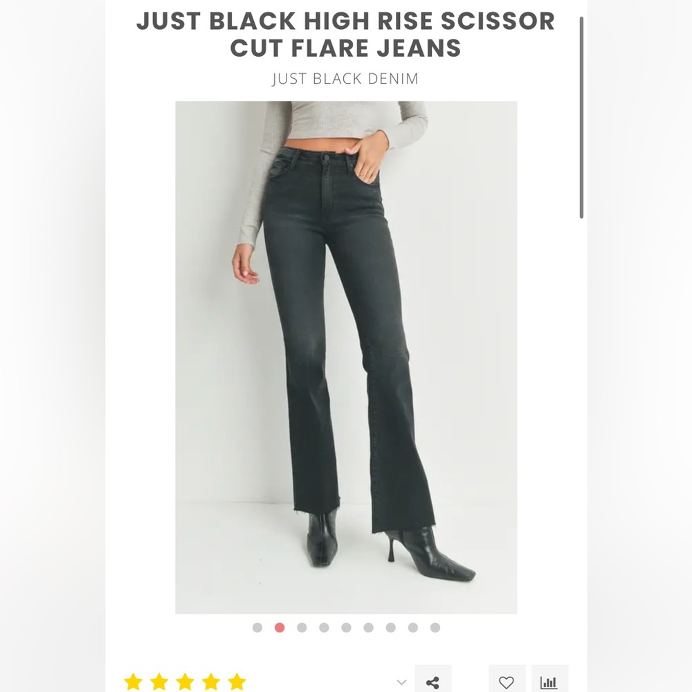 JUST BLACK HIGH RISE SCISSOR CUT FLARE JEANS